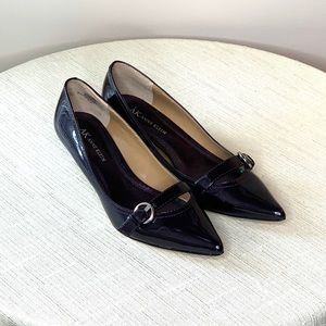 Anne Klein eggplant kitten heel pumps